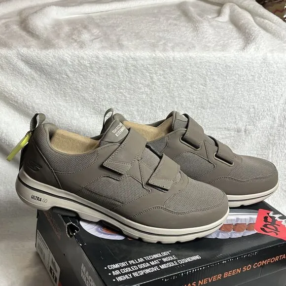 SKECHERS NIB MEN'S GO WALK 5 WISTFUL DUAL STRAP 11 Extra Wide 55515EWW SHOES