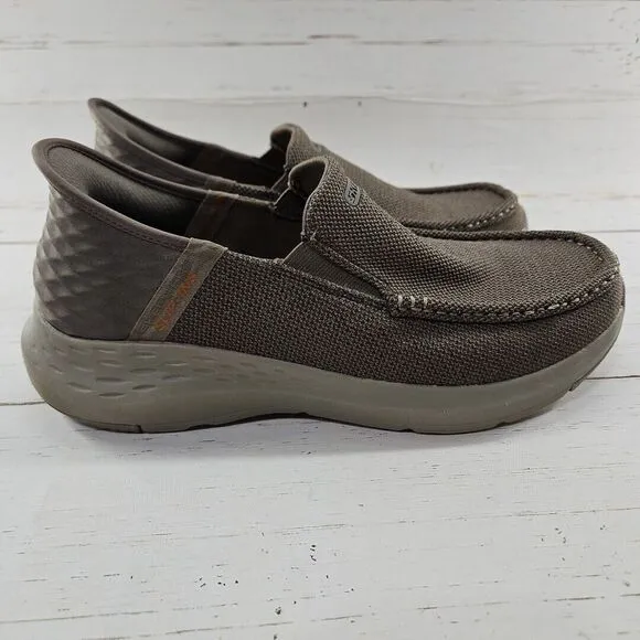 Skechers Parson Ralven Mens 9 Taupe Slip Ins Slip On Shoes Sneakers Memory Foam‎
