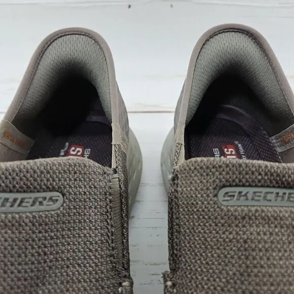 Skechers Parson Ralven Mens 9 Taupe Slip Ins Slip On Shoes Sneakers Memory Foam‎
