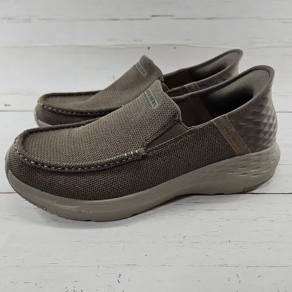 Skechers Parson Ralven Mens 9 Taupe Slip Ins Slip On Shoes Sneakers Memory Foam‎