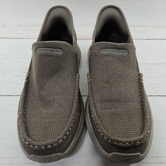 Skechers Parson Ralven Mens 9 Taupe Slip Ins Slip On Shoes Sneakers Memory Foam‎
