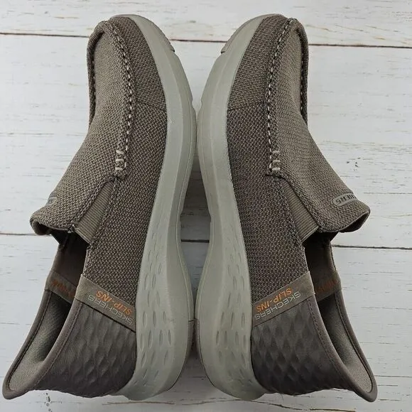Skechers Parson Ralven Mens 9 Taupe Slip Ins Slip On Shoes Sneakers Memory Foam‎