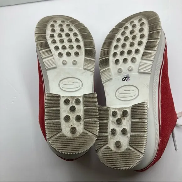 Skechers Retro Red Heartbeats Softy Heeled Sneakers Size 8 Y2K Laces