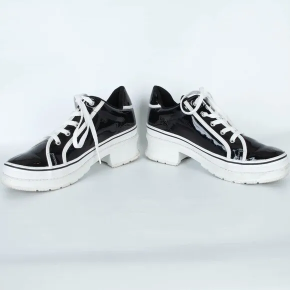 Skechers Womens Heartbeat Loud Platform Sneakers Size 9 Black/White Y2K 90s
