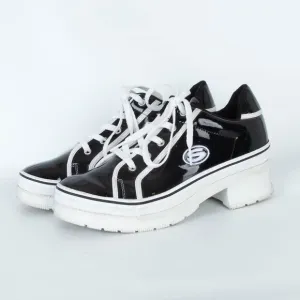 Skechers Womens Heartbeat Loud Platform Sneakers Size 9 Black/White Y2K 90s