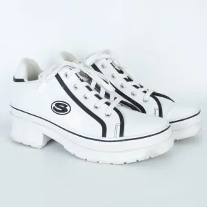 Skechers Womens Heartbeat Loud Platform Sneakers Size 9 White/Black Y2K 90s