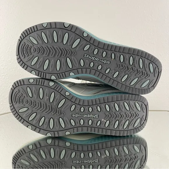 SKECHERS Y2K 90s Vibes Grey Blue Leather Shape-Ups Chunky Platform Sneakers