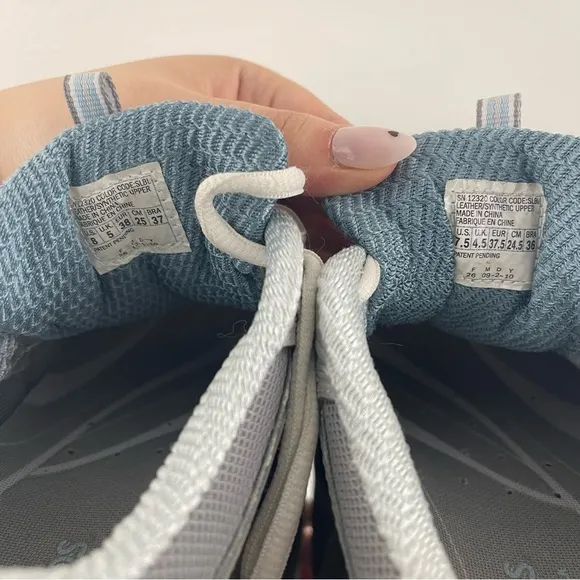 SKECHERS Y2K 90s Vibes Grey Blue Leather Shape-Ups Chunky Platform Sneakers