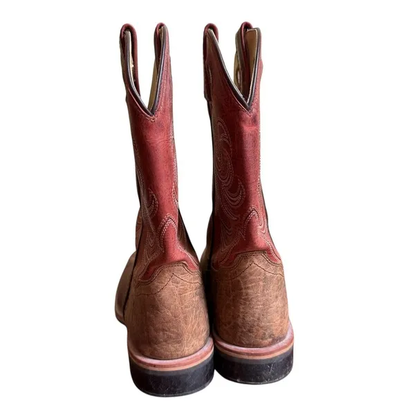 Smokey Mountain Kids Western Cowboy Boots 5.5 Square Toe Pull On Red Leather