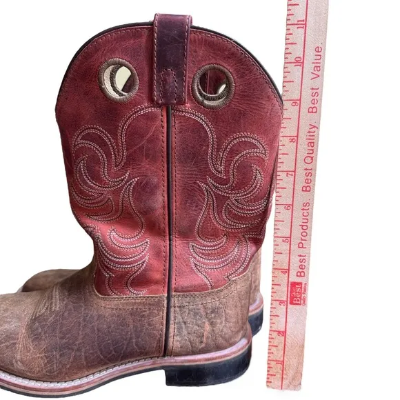 Smokey Mountain Kids Western Cowboy Boots 5.5 Square Toe Pull On Red Leather