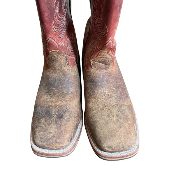 Smokey Mountain Kids Western Cowboy Boots 5.5 Square Toe Pull On Red Leather