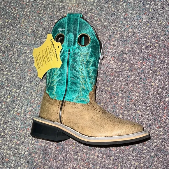 Smoky Mountain Boots Youth Jesse Square Toe Boots Green Brown Kids