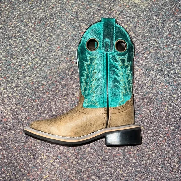Smoky Mountain Boots Youth Jesse Square Toe Boots Green Brown Kids