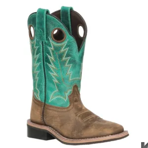 Smoky Mountain Boots Youth Jesse Square Toe Boots Green Brown Kids