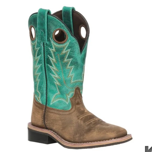 Smoky Mountain Boots Youth Jesse Square Toe Boots Green Brown Kids