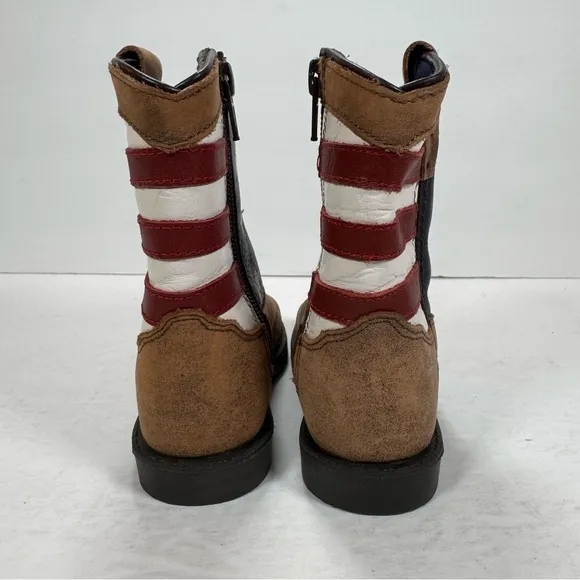 Smoky Mountain Stars and Stripes Brown Western Cowboy Boots Toddler Size 6 R