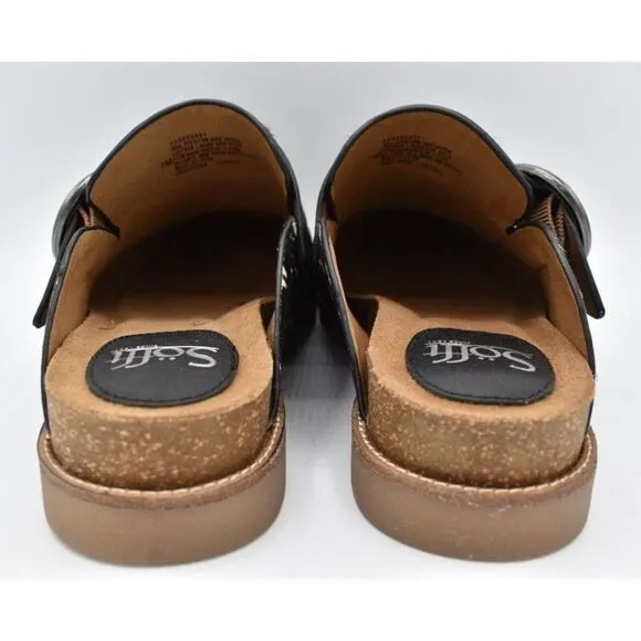 Sofft Womens Size 8 Billie Black White Calf Hair Slip On Clogs Shoes