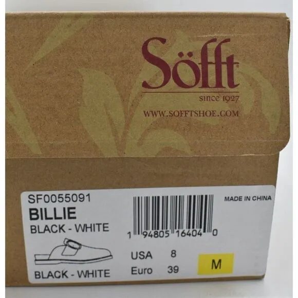 Sofft Womens Size 8 Billie Black White Calf Hair Slip On Clogs Shoes