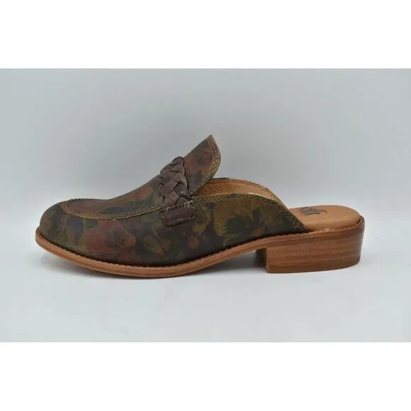 Sofft Womens Size 7 Nels Taupe Floral Leather Slip On Loafer Mules Shoes