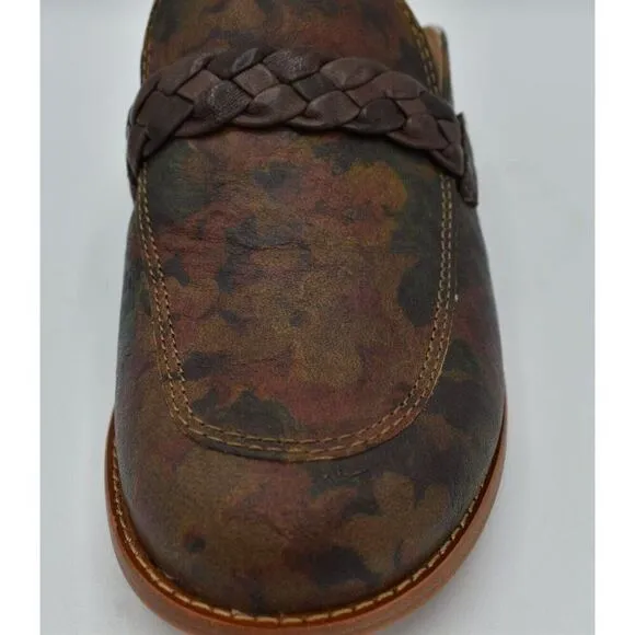 Sofft Womens Size 7 Nels Taupe Floral Leather Slip On Loafer Mules Shoes