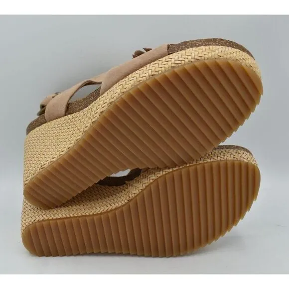 Sofft Womens Size 7.5 Cali Rose Taupe Suede Wedge Sandals Shoes