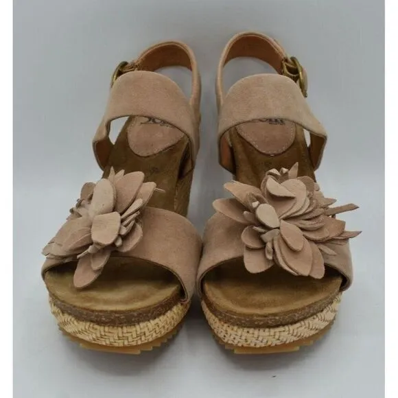 Sofft Womens Size 7.5 Cali Rose Taupe Suede Wedge Sandals Shoes