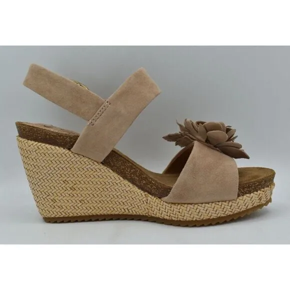 Sofft Womens Size 7.5 Cali Rose Taupe Suede Wedge Sandals Shoes