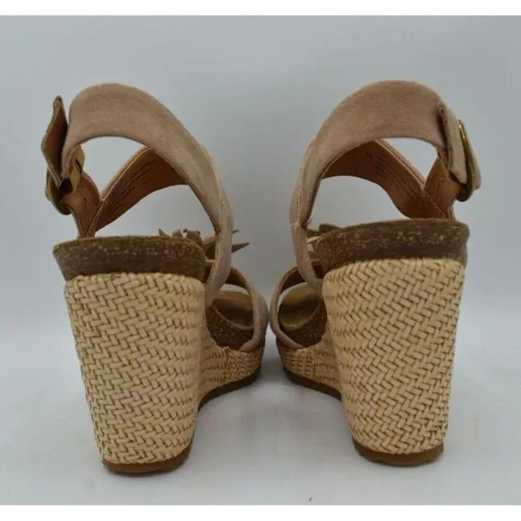 Sofft Womens Size 7.5 Cali Rose Taupe Suede Wedge Sandals Shoes