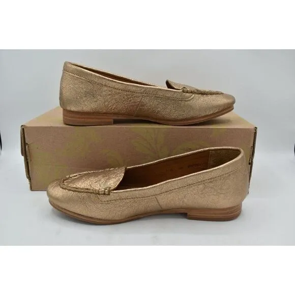 Sofft Womens Size 10 Kambray Warm Gold Metallic Leather Slip On Loafers Shoes
