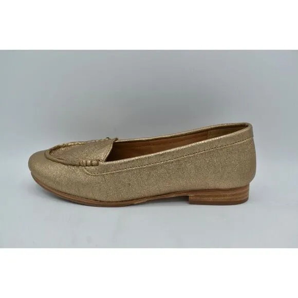 Sofft Womens Size 10 Kambray Warm Gold Metallic Leather Slip On Loafers Shoes