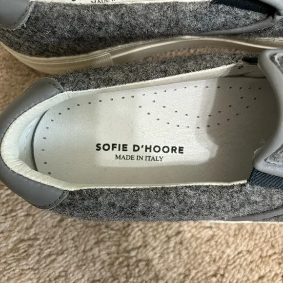 Sofie D’Hoore Sneakers 38.5 Fargo Felted Wool Gray Platform Rubber Italy Leather