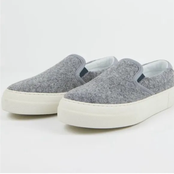 Sofie D’Hoore Sneakers 38.5 Fargo Felted Wool Gray Platform Rubber Italy Leather