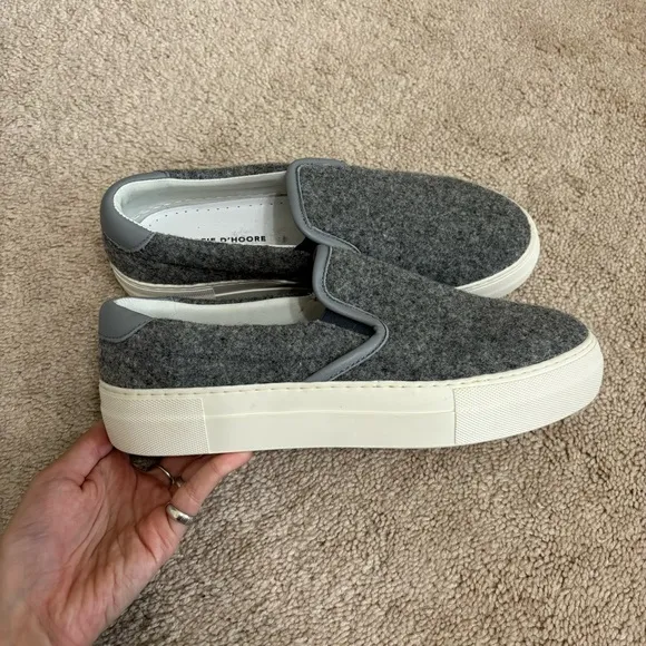 Sofie D’Hoore Sneakers 38.5 Fargo Felted Wool Gray Platform Rubber Italy Leather