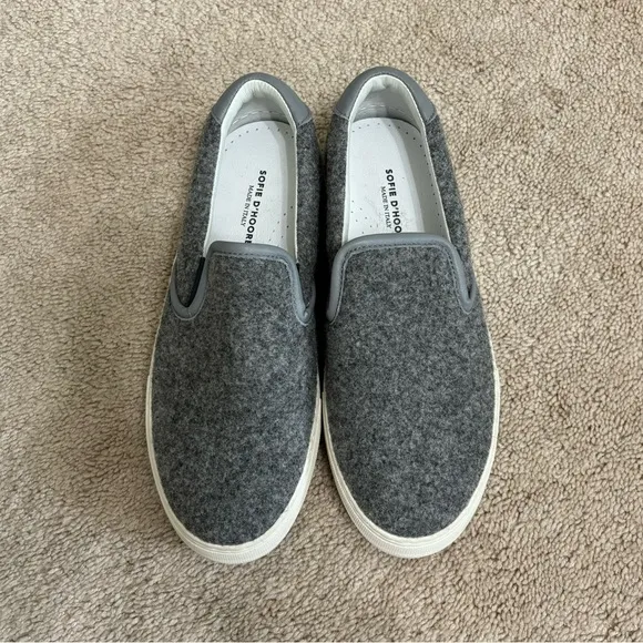 Sofie D’Hoore Sneakers 38.5 Fargo Felted Wool Gray Platform Rubber Italy Leather