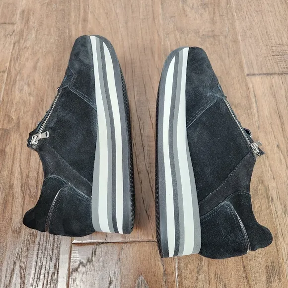 SOFTWAVES black suede platform sneaker