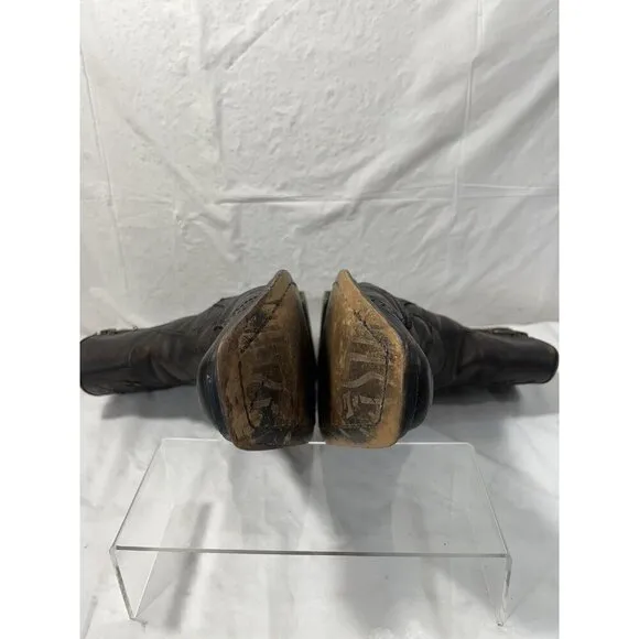 Soho Lab Brown Leather Western Boot Embroidered Size US  9