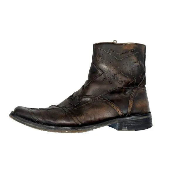Soho Lab Brown Leather Western Boot Embroidered Size US  9