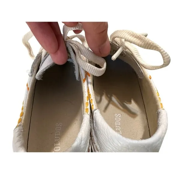 Soludos Quilted Striped Sneakers Women 8.5 White Rainbow Embroidery School Casua