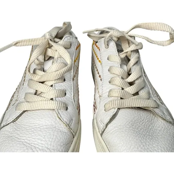 Soludos Quilted Striped Sneakers Women 8.5 White Rainbow Embroidery School Casua