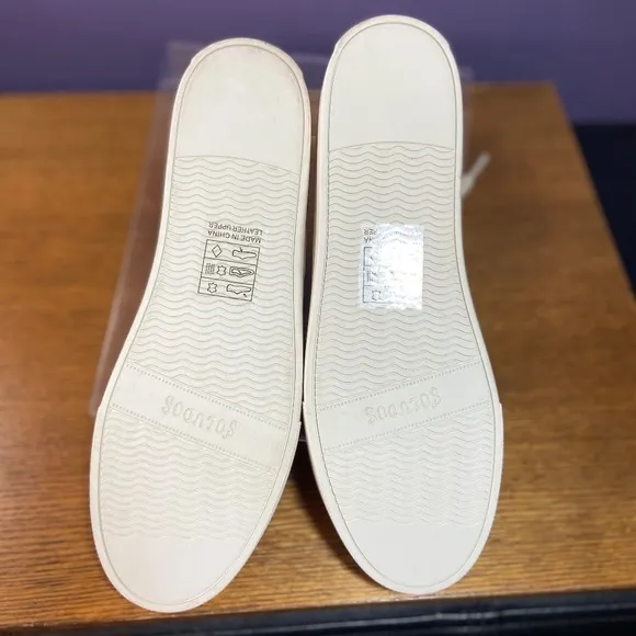 Soludos Women Ibiza Platform Leather Sneakers White Groovy Wave School Rainbow