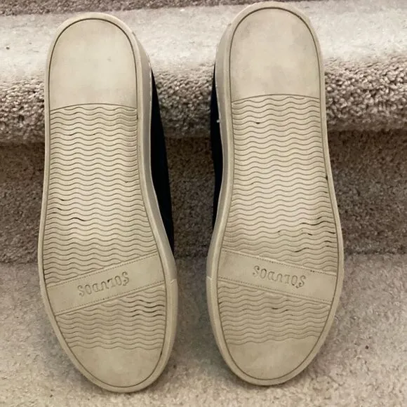 Soludos Women’s Navy Velvet Llama Shoes Embroidered Slip On Sneakers Size 7