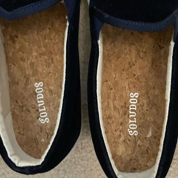 Soludos Women’s Navy Velvet Llama Shoes Embroidered Slip On Sneakers Size 7