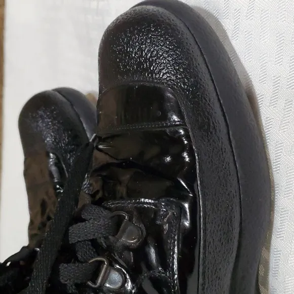 Sonia Rykiel black patent leather Steampunk Goth  laceup boots size 8
