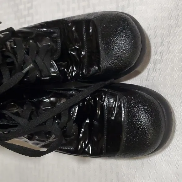 Sonia Rykiel black patent leather Steampunk Goth  laceup boots size 8