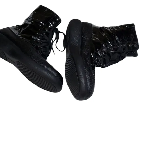 Sonia Rykiel black patent leather Steampunk Goth  laceup boots size 8