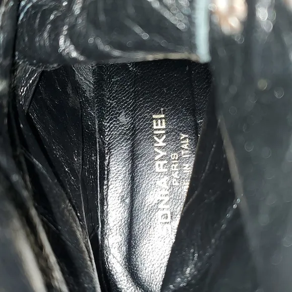 Sonia Rykiel black patent leather Steampunk Goth  laceup boots size 8