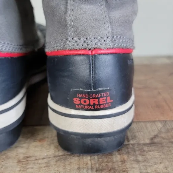 Sorel 6 Slimpack II Kids Lace Up Winter Snow Waterproof Suede Leather Gray Boots