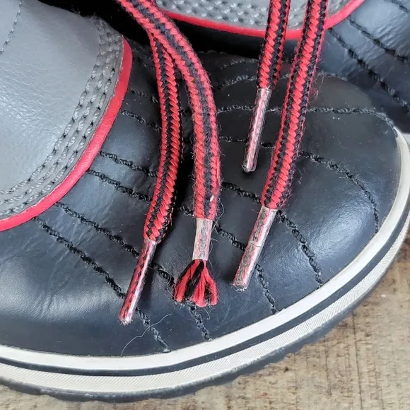 Sorel 6 Slimpack II Kids Lace Up Winter Snow Waterproof Suede Leather Gray Boots