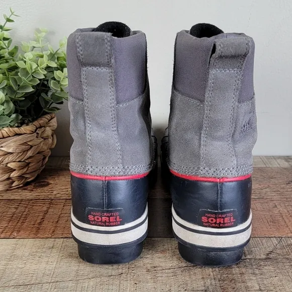 Sorel 6 Slimpack II Kids Lace Up Winter Snow Waterproof Suede Leather Gray Boots