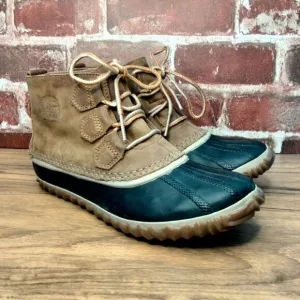 Sorel Boots Womens Size 7.5 Leather Duck Boot Stlye Out N About Sorels
